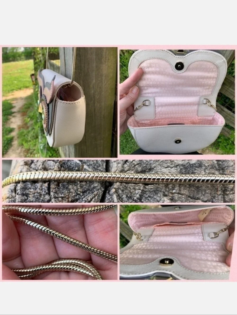 Kate Spade Chic Owl Crossbody Bag - Pink, Gray & White EUC